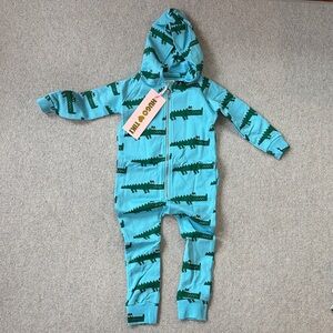 Teal Alligator Print Kids Footie